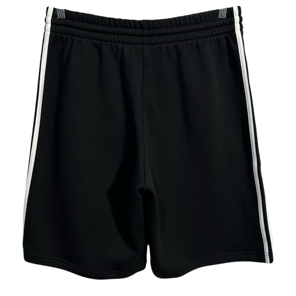 Adidas Essentials 3-Stripes Mens Fleece Bermuda Shorts Sz LT3 33x12" Black White - Picture 4 of 7